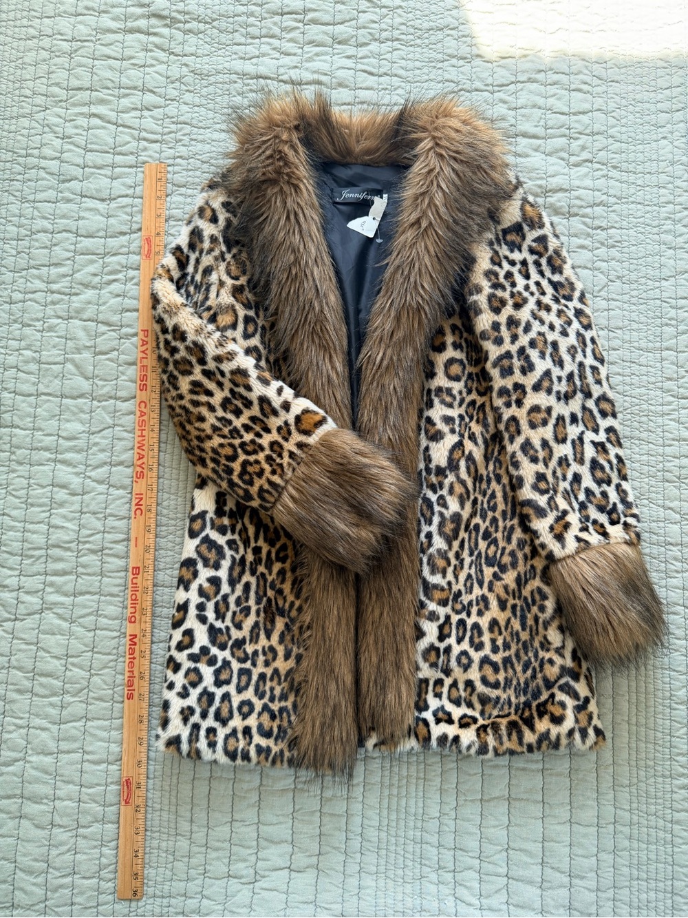 jocelyn Leopard-Print Teddy Coat with Brown Faux-Fur Trim